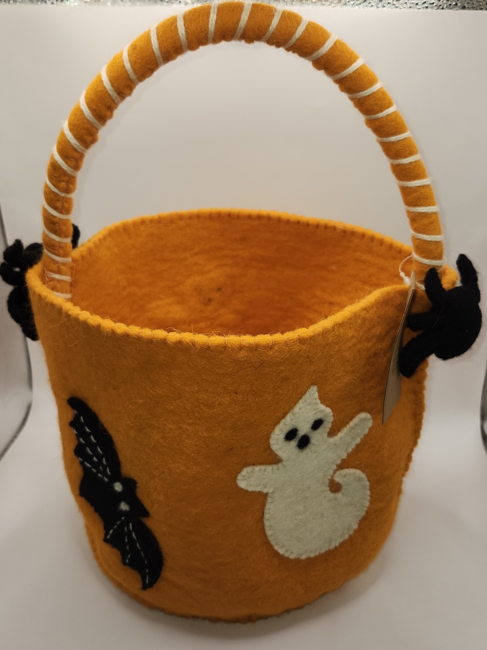 Anvil Orange Felt Halloween Basket with Handle